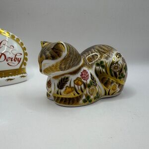 Royal Crown Derby Cottage Garden Cat Paperweight Silver Stopper